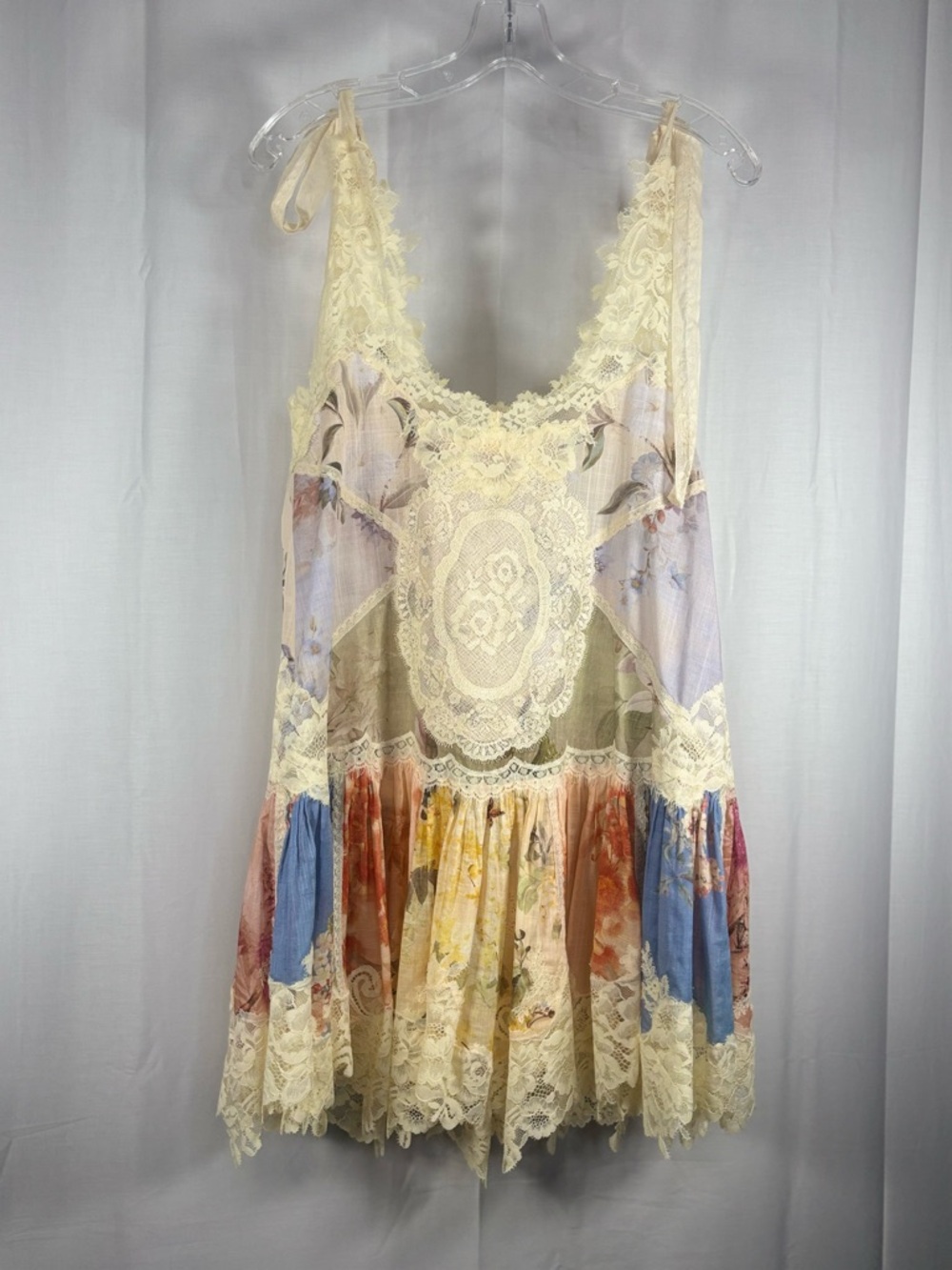 EUC ZIMMERMANN Lace Trim Ivory Tie-Shoulder Babydoll Dress / nightie Size 0 - Picture 8 of 10